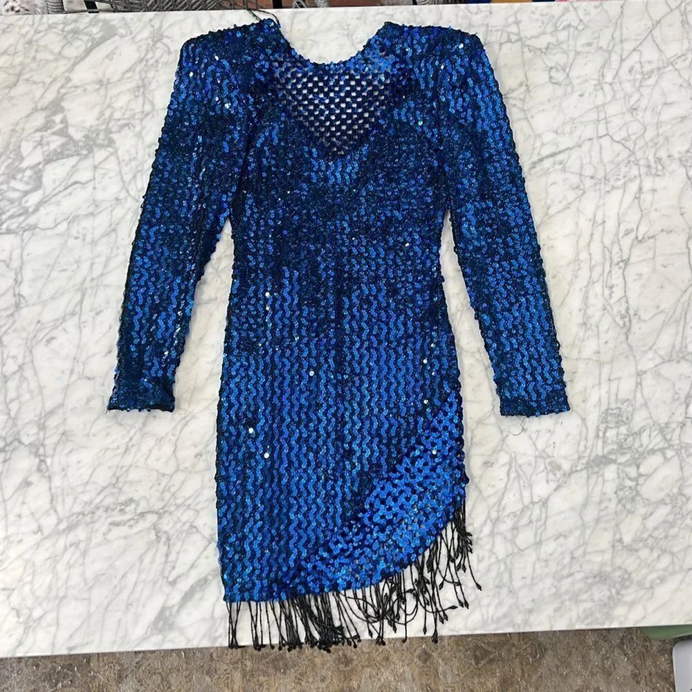 Vintage Climax for David Howard Beaded Sequined 80s 90s Dress Sz 9/10 Black Tie